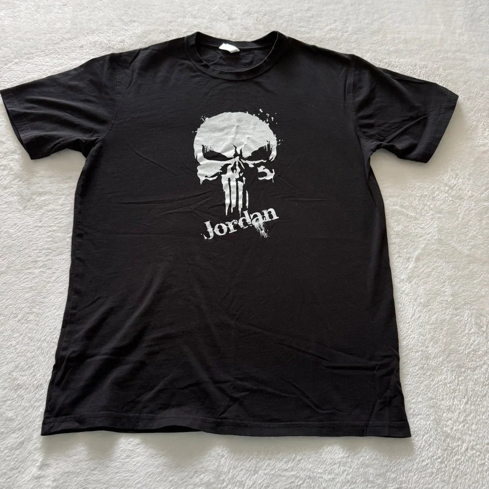 Jordan Punisher Skull Graphic T Shirt Black Mens Size XL Preshrunk Cotton‎